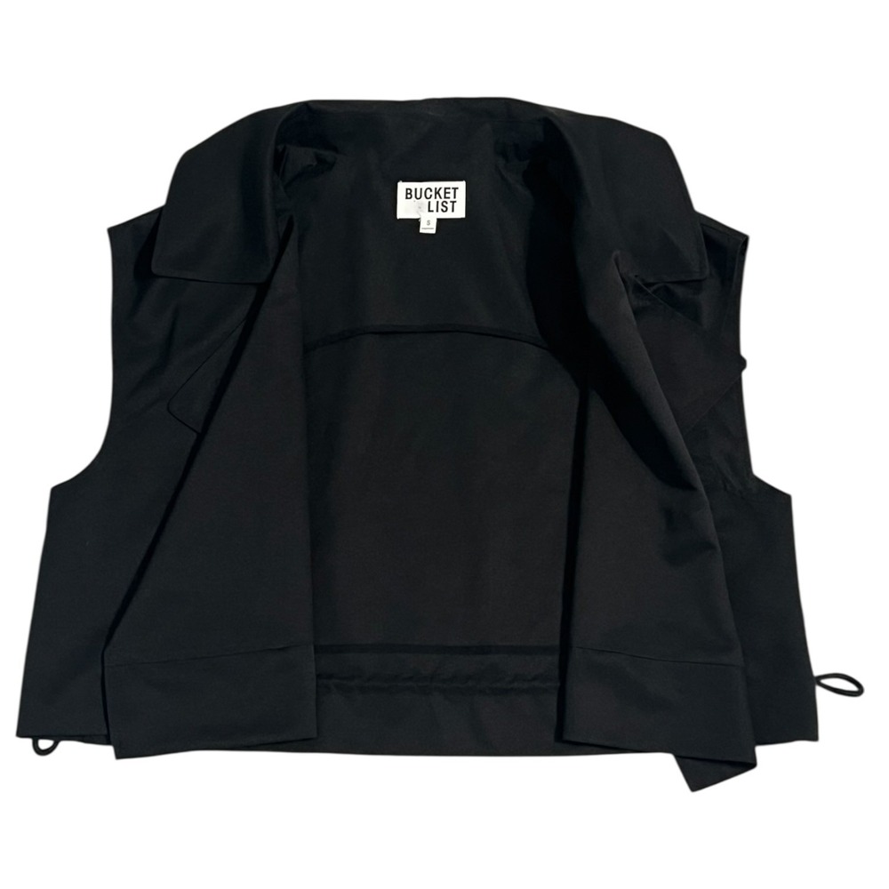 Bucket List Black Draped Waterfall Vest Cape Jacket Open Front Size‎ Small - Picture 15 of 16